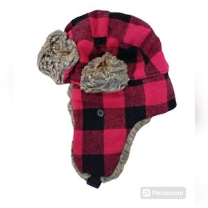Boys Lumberjack Red & Black Buffalo Plaid Hat
